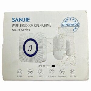Wireless Door Open Chime Sensor Kit White SanJie MC01 NOB